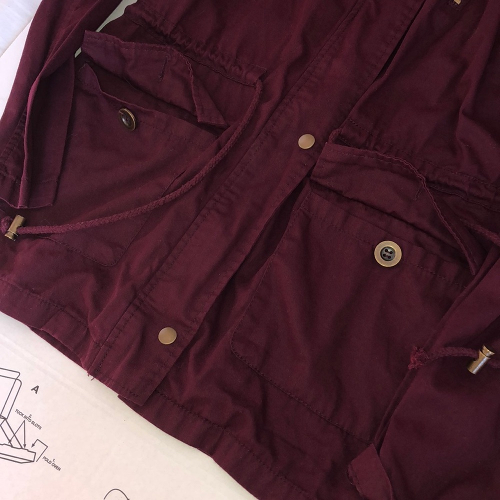 LE3NO maroon lightweight utility jacket - Picture 3 of 6